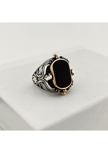 925 Ayar Gümüş Mavi Mineli Çift Taraflı Mührü Süleyman Erkek Yüzük indirimleri