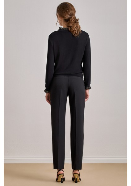 Bilekte Boy Siyah Dokuma Pantolon fiyatları