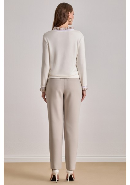 Bilekte Boy Bej Dokuma Pantolon fiyatları