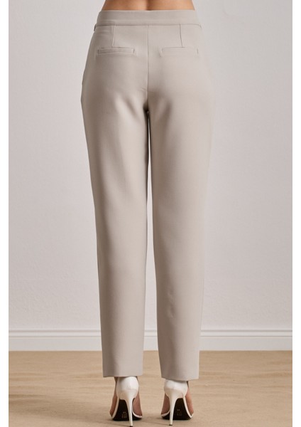 Bilekte Boy Bej Dokuma Pantolon indirimleri