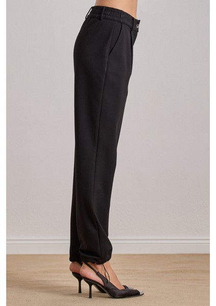 Paçası Lastikli Siyah Örme Pantolon indirimleri