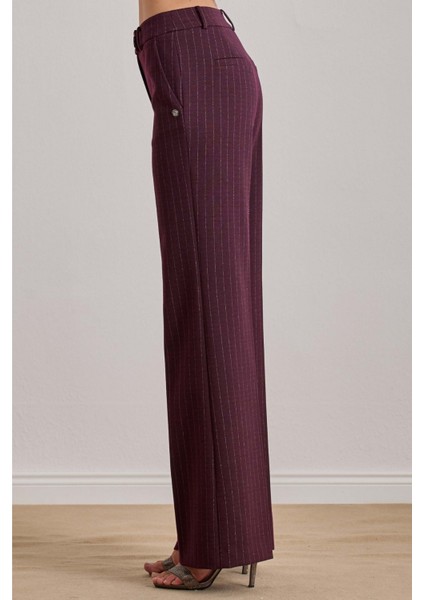 Ofis Tarzı Bordo Örme Pantolon modelleri