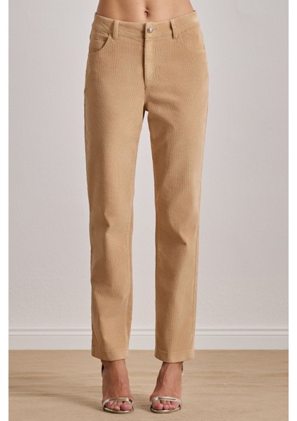 Günlük Giyim Bej Kadife Pantolon fırsatları