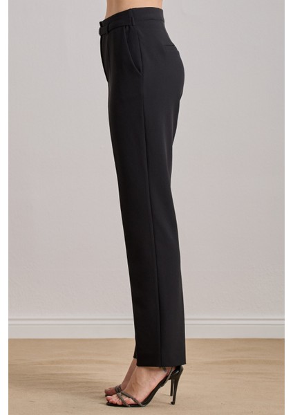 Bilekte Boy Siyah Dokuma Pantolon fırsatları