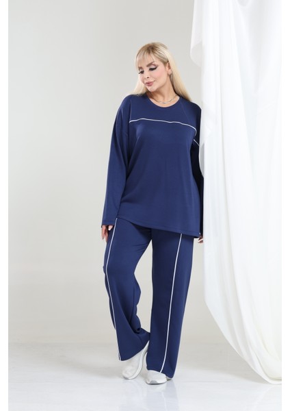 Kadın Büyük Beden Oysho Tarzı Modal Kumaş Uzun Kollu Biyeli Rahat Günlük Takım modelleri