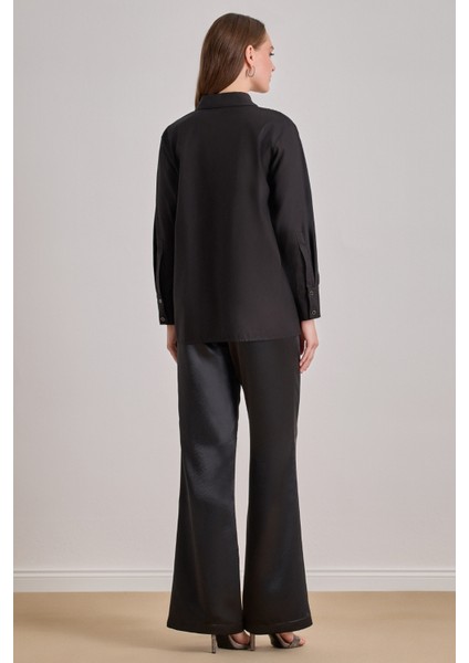 Yandan Cepli Siyah Saten Pantolon fiyatları