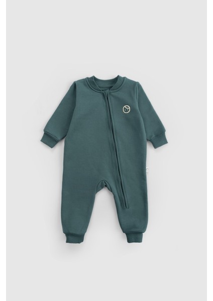 Organik Pamuklu İçi Tüylü Yeşil Fermuarlı Bebek Tulumu fiyatları