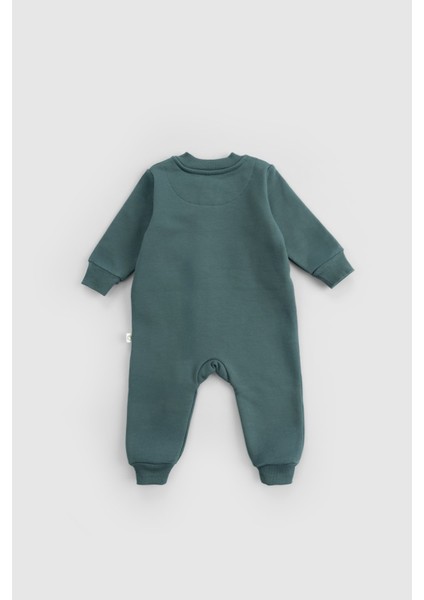 Organik Pamuklu İçi Tüylü Yeşil Fermuarlı Bebek Tulumu modelleri