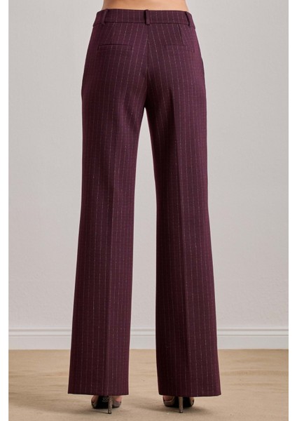 Ofis Tarzı Bordo Örme Pantolon
