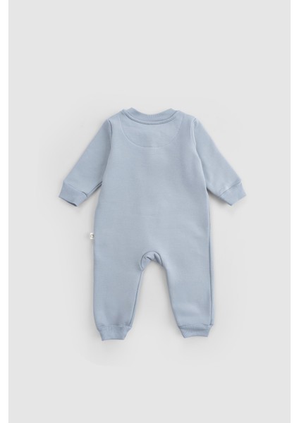 Organik Pamuklu İçi Tüylü Mavi Fermuarlı Bebek Tulumu fiyatları