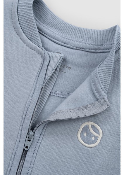 Organik Pamuklu İçi Tüylü Mavi Fermuarlı Bebek Tulumu indirimleri