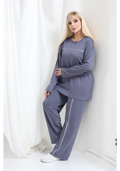 Kadın Büyük Beden Oysho Tarzı Modal Kumaş Uzun Kollu Biyeli Rahat Günlük Takım indirimleri