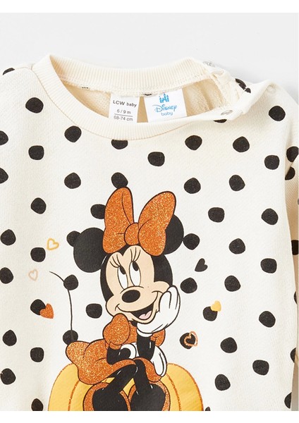 Lcw Baby Siyah H12 Bisiklet Yaka Minnie Mouse Baskılı Kız Bebek Sweatshirt ve Tayt 2'li Takım indirimleri