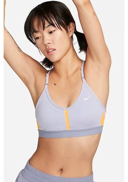 Dri Fit Indy V Neck Light Support Womens Bra Khaki Kadın Sporcu Sütyeni Lila-Sarı