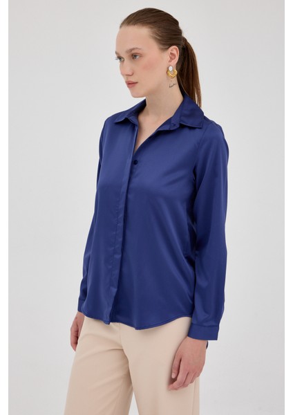 Laci Gizli Düğmeli Saten Kadın Gömlek 4057A fiyatları