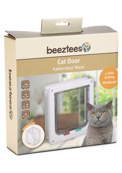 Kedi Kapısı, Çift Yönlü, 4 Fonksiyonlu, Beyaz, 19,2X20CM fiyatları