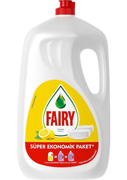 Fairy Süper Ekonomik Paket Limon Kokulu Sıvı Bulaşık Deterjanı 2500 ml