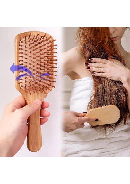 Bambu Dişli Tarak Ahşap Saç Fırçası