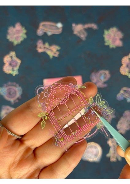 20 Adet 3D Kristal Işıltılı Inci Serisi Pembe Paket Sticker Seti / Etiket / Çıkartma / Su Geçirmez indirimleri