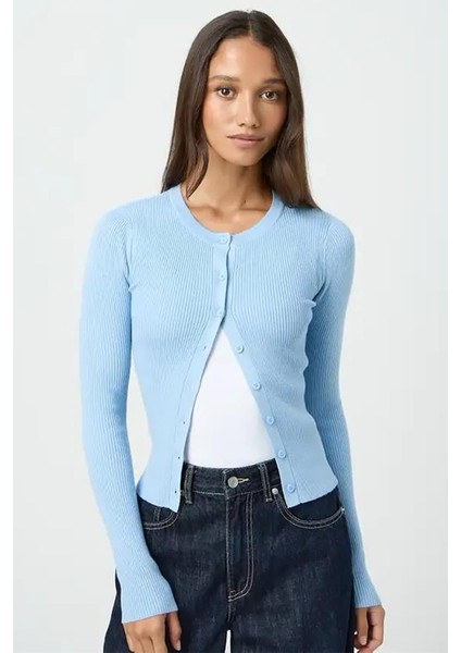 Mavi Düğmeli Uzun Kollu Kaşkorse Hırka MG2177