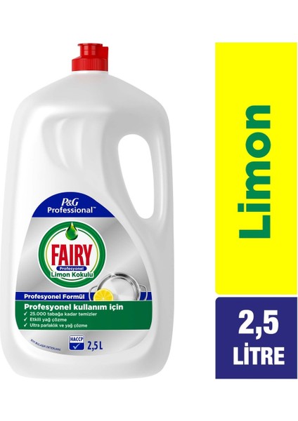 Fairy Profesyonel Sıvı Bulaşık Deterjanı Elde Yıkama Limon Kokulu 2,5 L