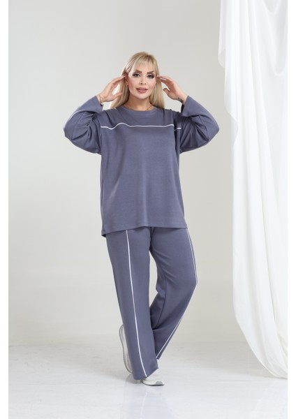 Kadın Büyük Beden Oysho Tarzı Modal Kumaş Uzun Kollu Biyeli Rahat Günlük Takım modelleri