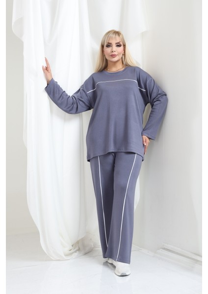 Kadın Büyük Beden Oysho Tarzı Modal Kumaş Uzun Kollu Biyeli Rahat Günlük Takım fırsatları