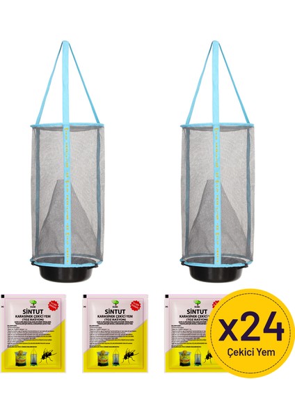 2 Adet Flies Inn Lite Karasinek Tuzağı ve 24 Adet Sintut Karasinek Çekici Yem