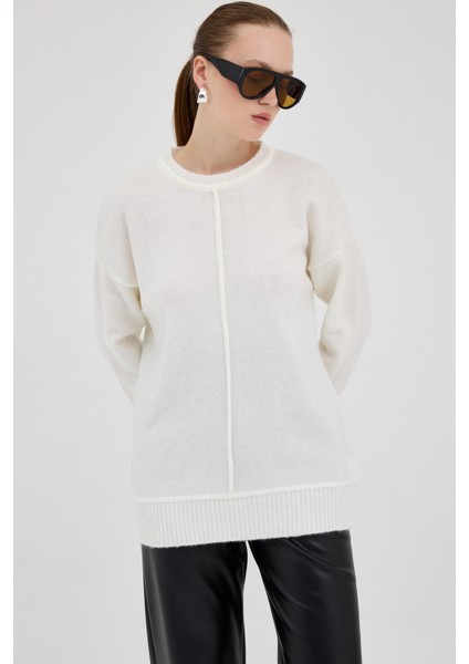 Natural Oversize Bisiklet Yaka Kadın Kazak 2345 fiyatları