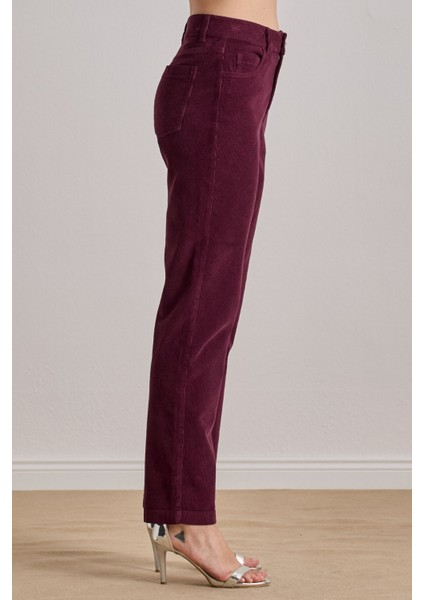 Günlük Giyim Bordo Kadife Pantolon modelleri