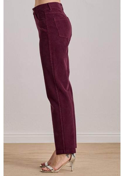Günlük Giyim Bordo Kadife Pantolon fırsatları