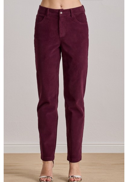 Günlük Giyim Bordo Kadife Pantolon indirimleri