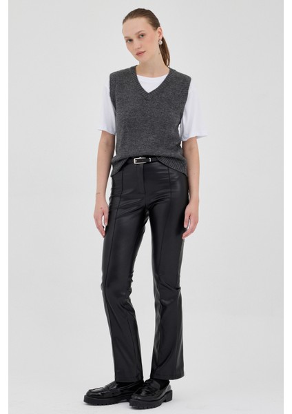 Antrasit Oversize V Yaka Kadın Süveter 2292 modelleri