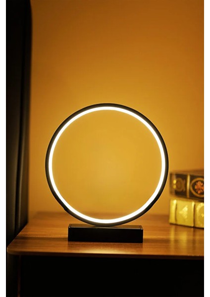 Nish Tasarım Kablolu Metal LED Masa Lambası – Dairesel Tasarım Gece Lambası