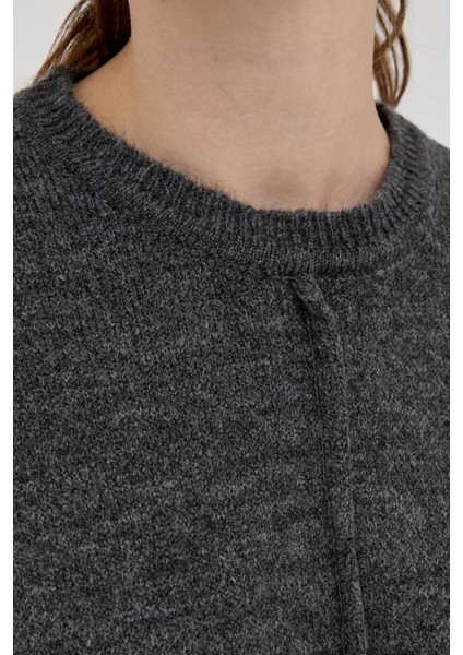 Antrasit Oversize Bisiklet Yaka Kadın Kazak 2345 fırsatları