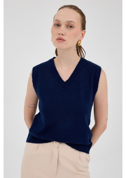 Laci Oversize V Yaka Kadın Süveter 2292