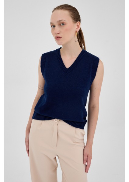 Laci Oversize V Yaka Kadın Süveter 2292