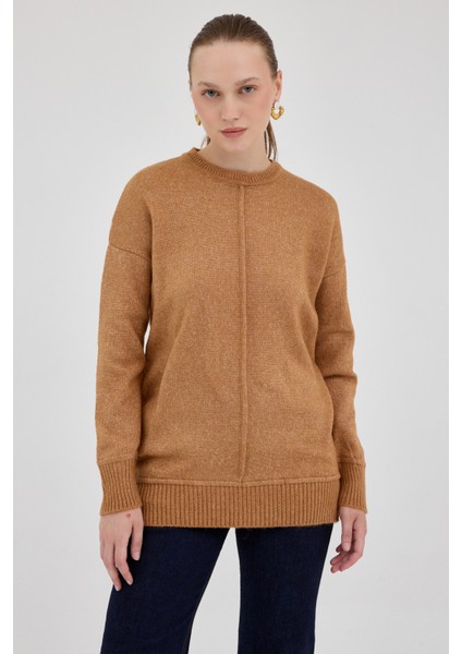 Taba Oversize Bisiklet Yaka Kadın Kazak 2345 fiyatları