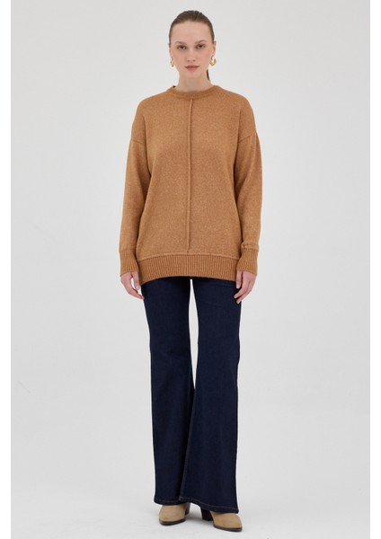 Taba Oversize Bisiklet Yaka Kadın Kazak 2345 modelleri