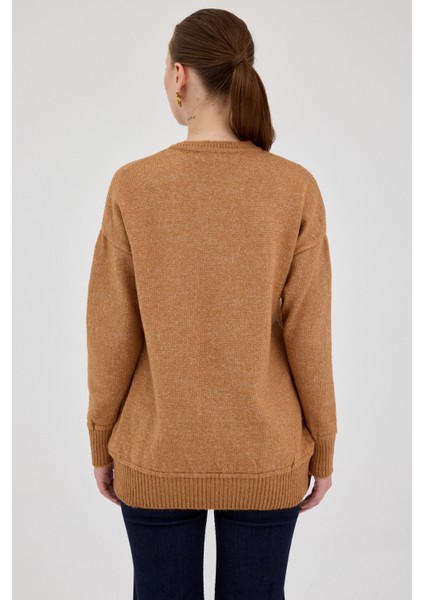 Taba Oversize Bisiklet Yaka Kadın Kazak 2345 indirimleri