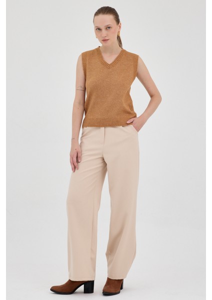 Taba Oversize V Yaka Kadın Süveter 2292 modelleri