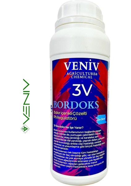 VENİV AGRİCULTURE 3v Bordoks Hazır Konsantre Bordo Bulamaç Ph Regülatörü Sıvı Kireç Bakır Içerikli Çözelti 1l/1.25 Kg fiyatları