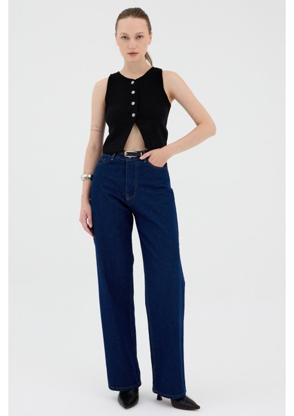 Siyah Düğmeli Triko Kadın Yelek 2275 modelleri