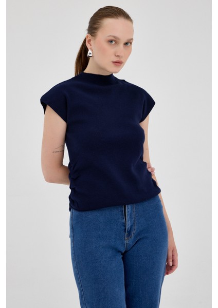 Laci Yanları Büzgülü Triko Bluz 2306