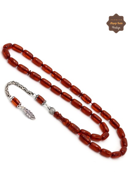 Hareli Kahverengi Kapsül Kesim Ivme Gümüş Püsküllü Sıkma Kehribar Tesbih 201024521