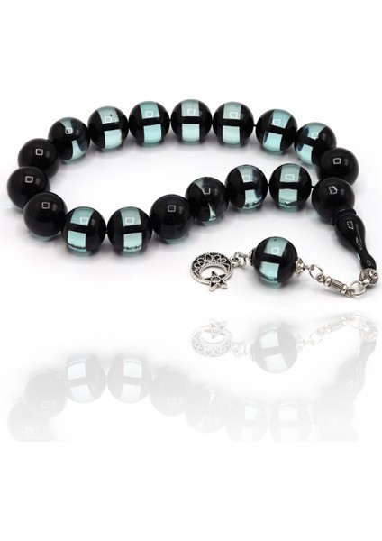 Yeşil Siyah Sürmeli Küre Kesim Maskot Efe Boy Toz Kehribar Tesbih 201024489