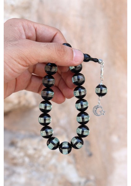 Yeşil Siyah Sürmeli Küre Kesim Maskot Efe Boy Toz Kehribar Tesbih 201024489 fiyatları