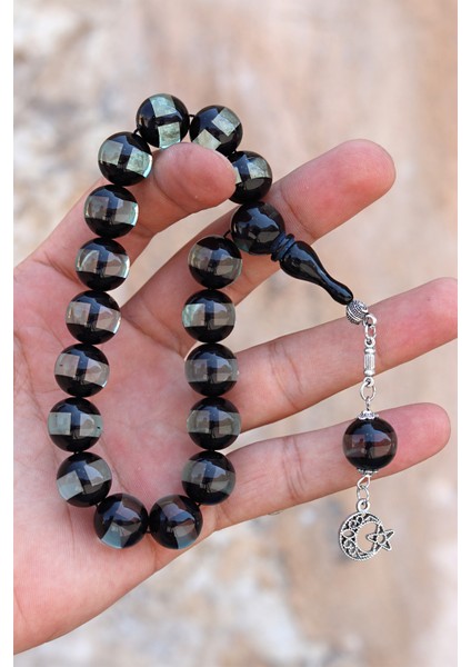 Yeşil Siyah Sürmeli Küre Kesim Maskot Efe Boy Toz Kehribar Tesbih 201024489 modelleri