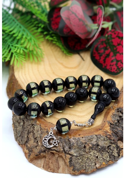 Yeşil Siyah Sürmeli Küre Kesim Maskot Efe Boy Toz Kehribar Tesbih 201024489 indirimleri