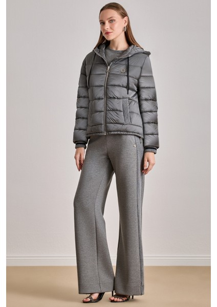 Günlük Giyim Gri Kapitoneli Mont